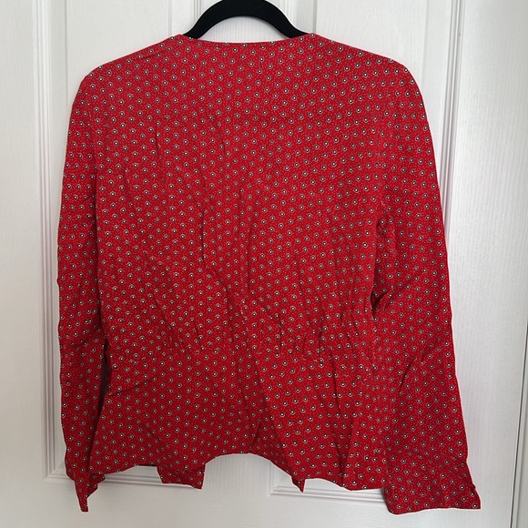 Cooperative red patterned surplice top - Picture 5 of 6